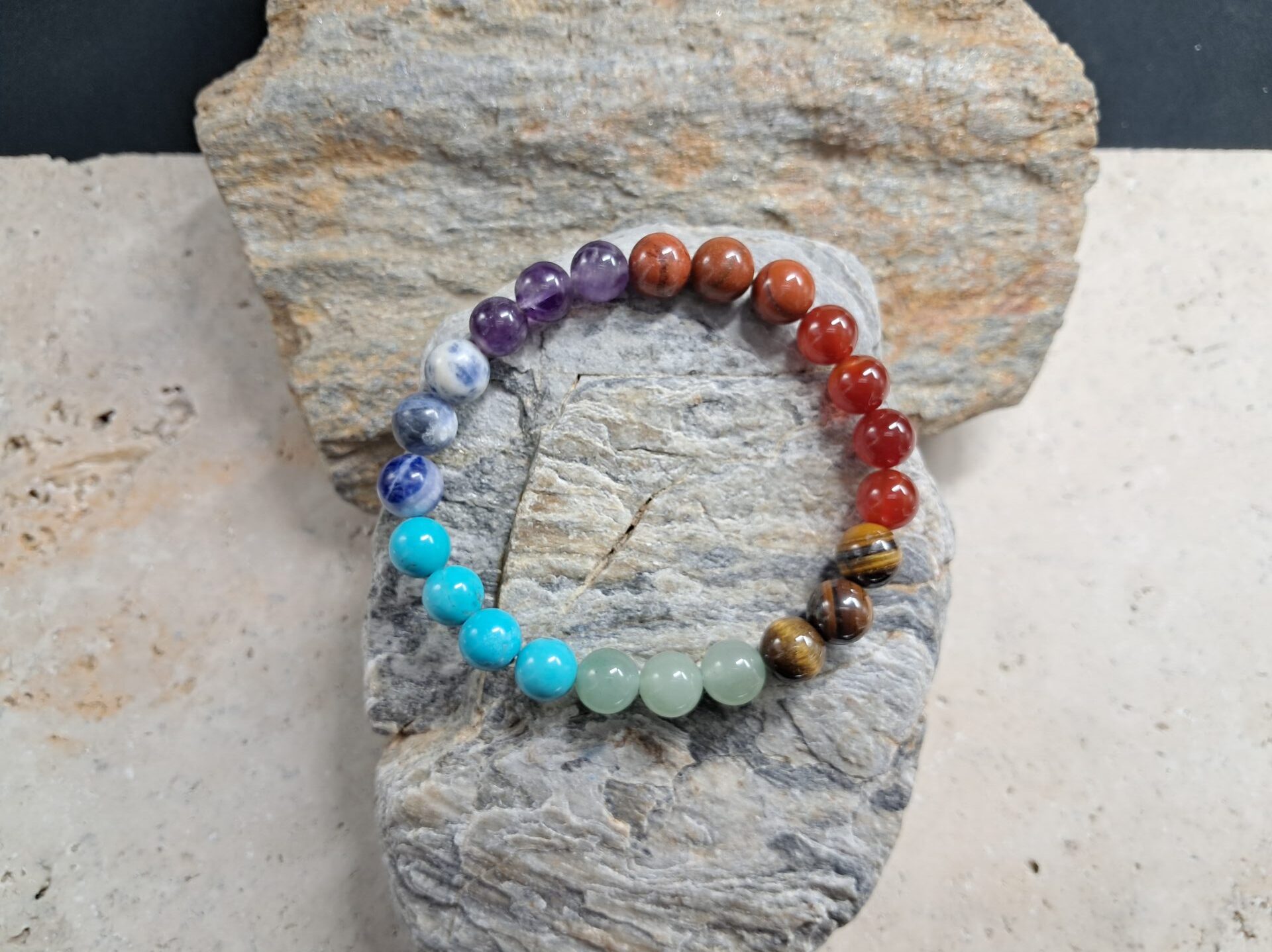 Bracelet 7 chakras perles 8mm