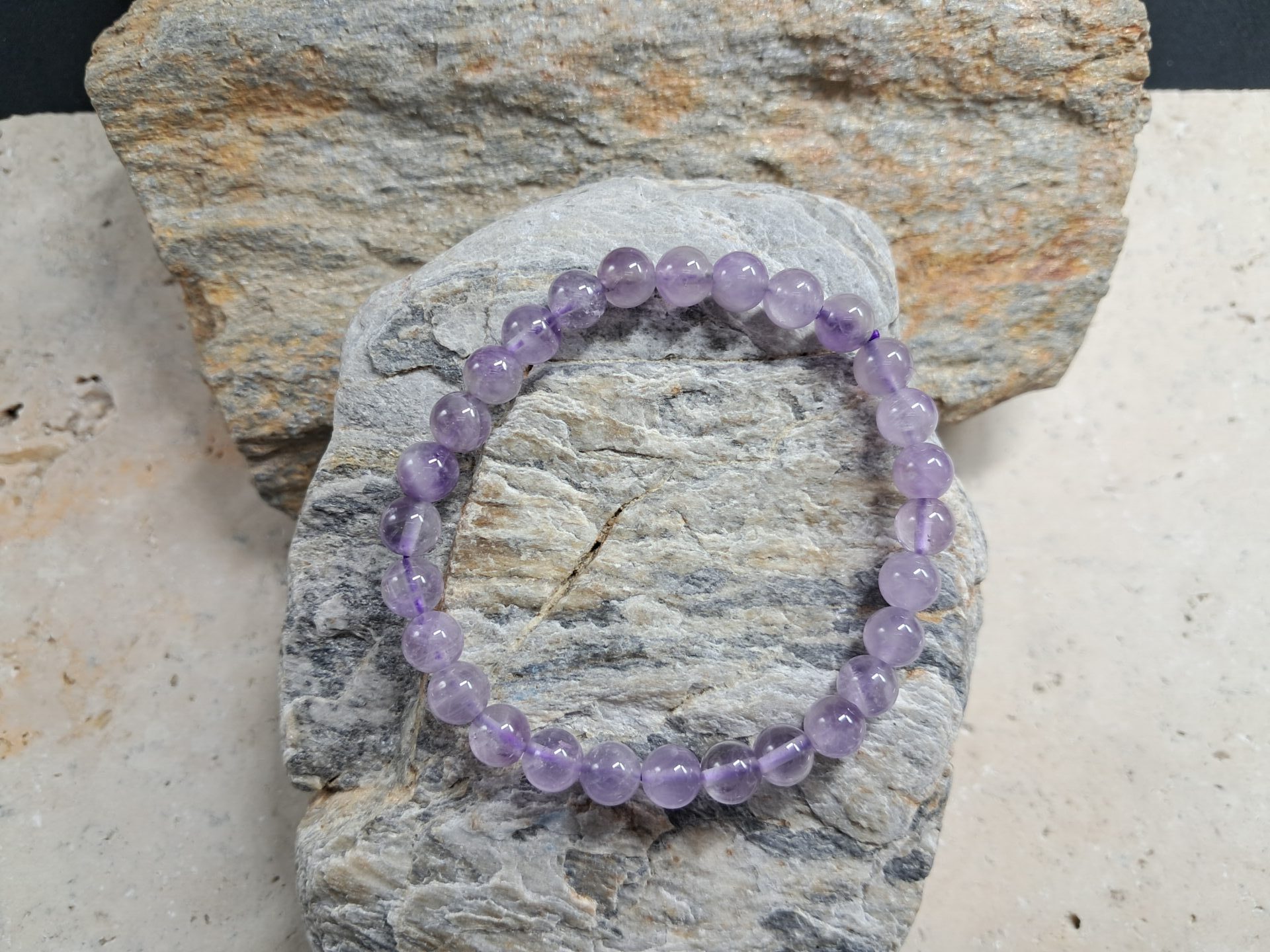 Bracelet améthyste perles 6mm