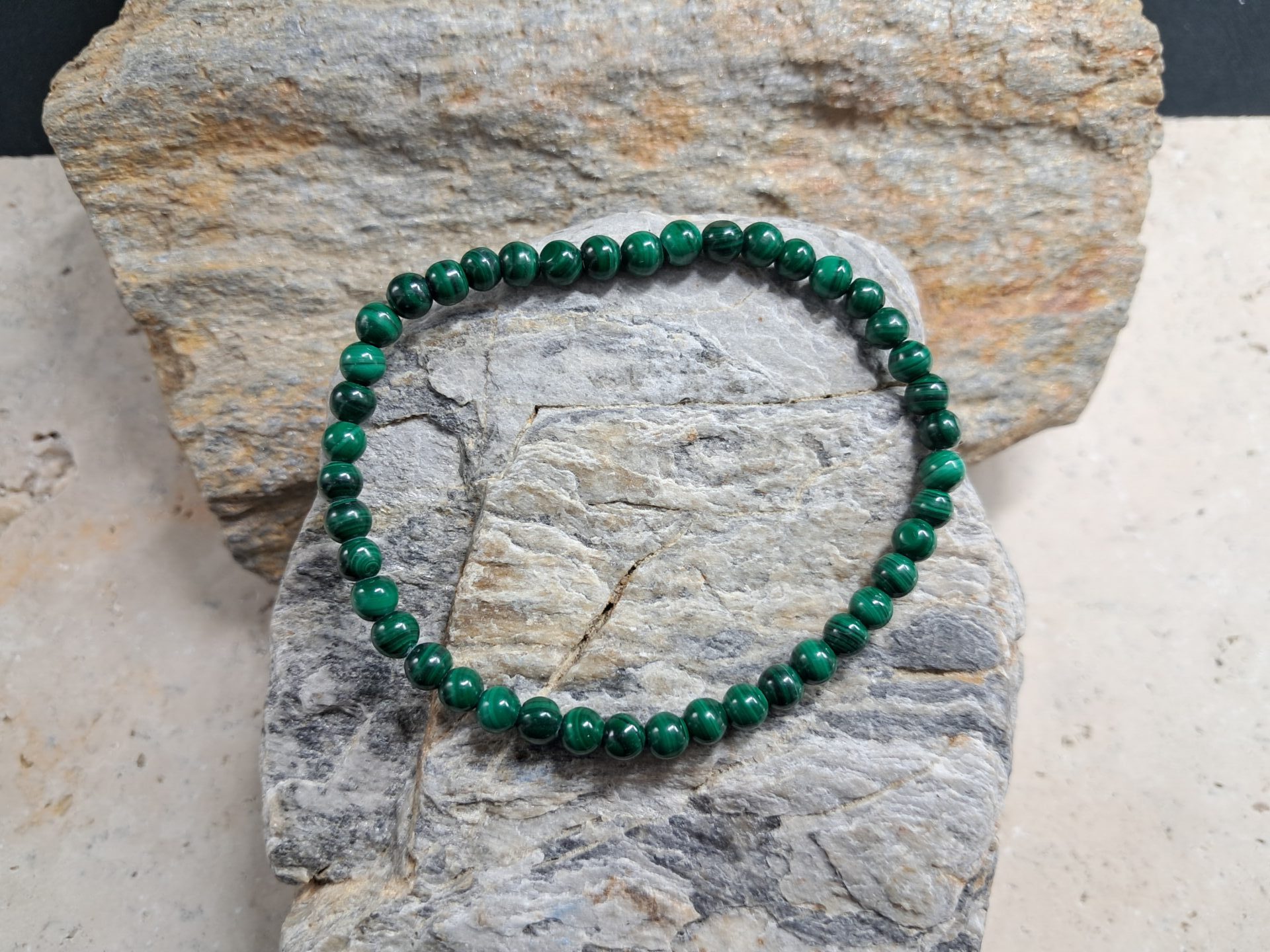 Bracelet malachite perles 4mm