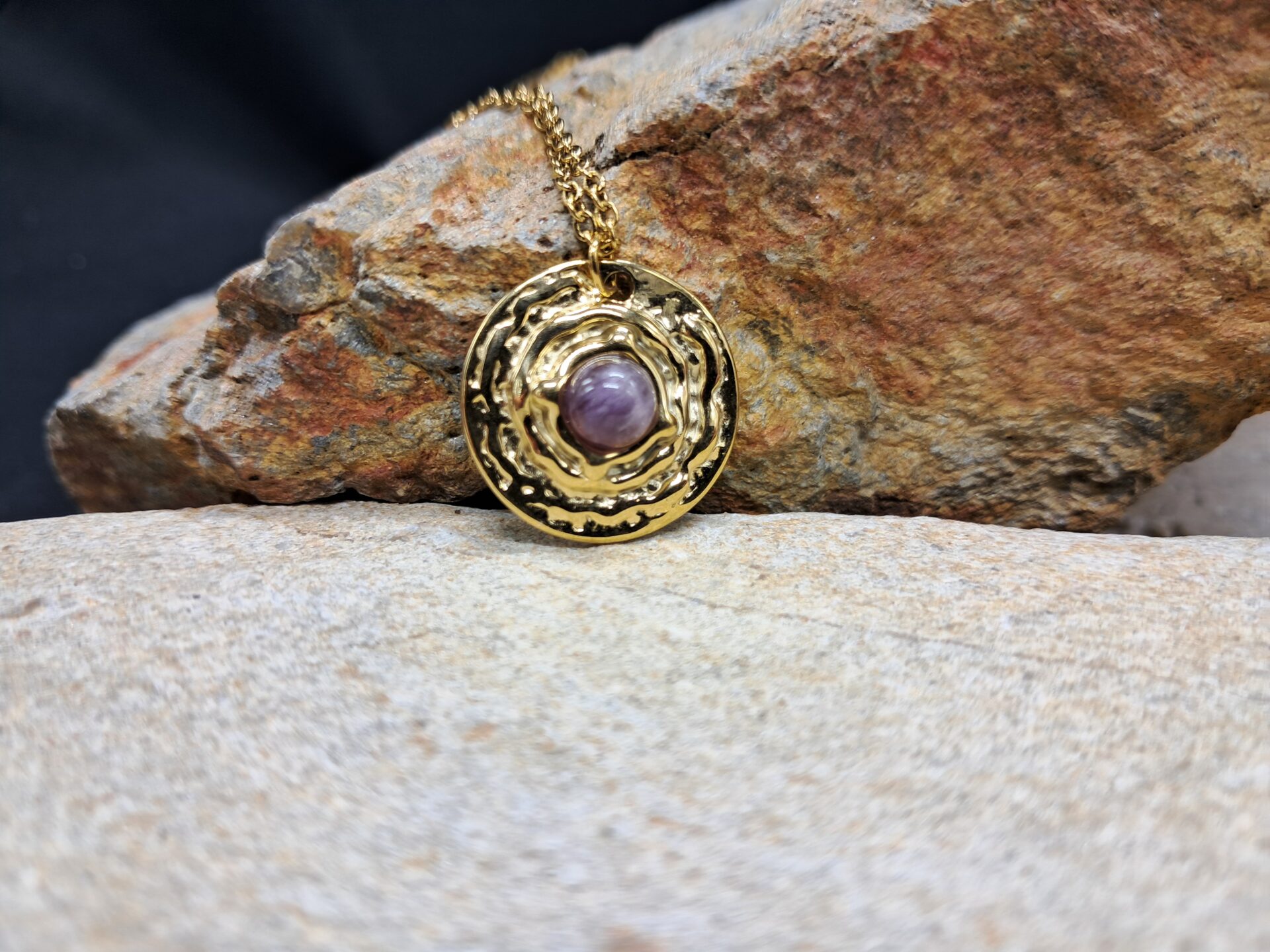 Pendentif rond améthyste
