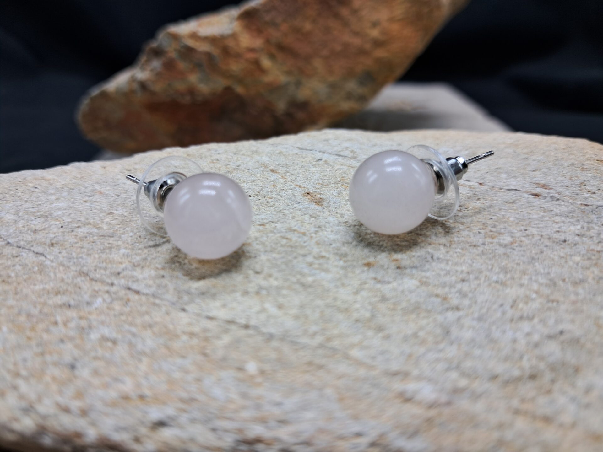 Boucles d’oreilles quartz rose (10mm)