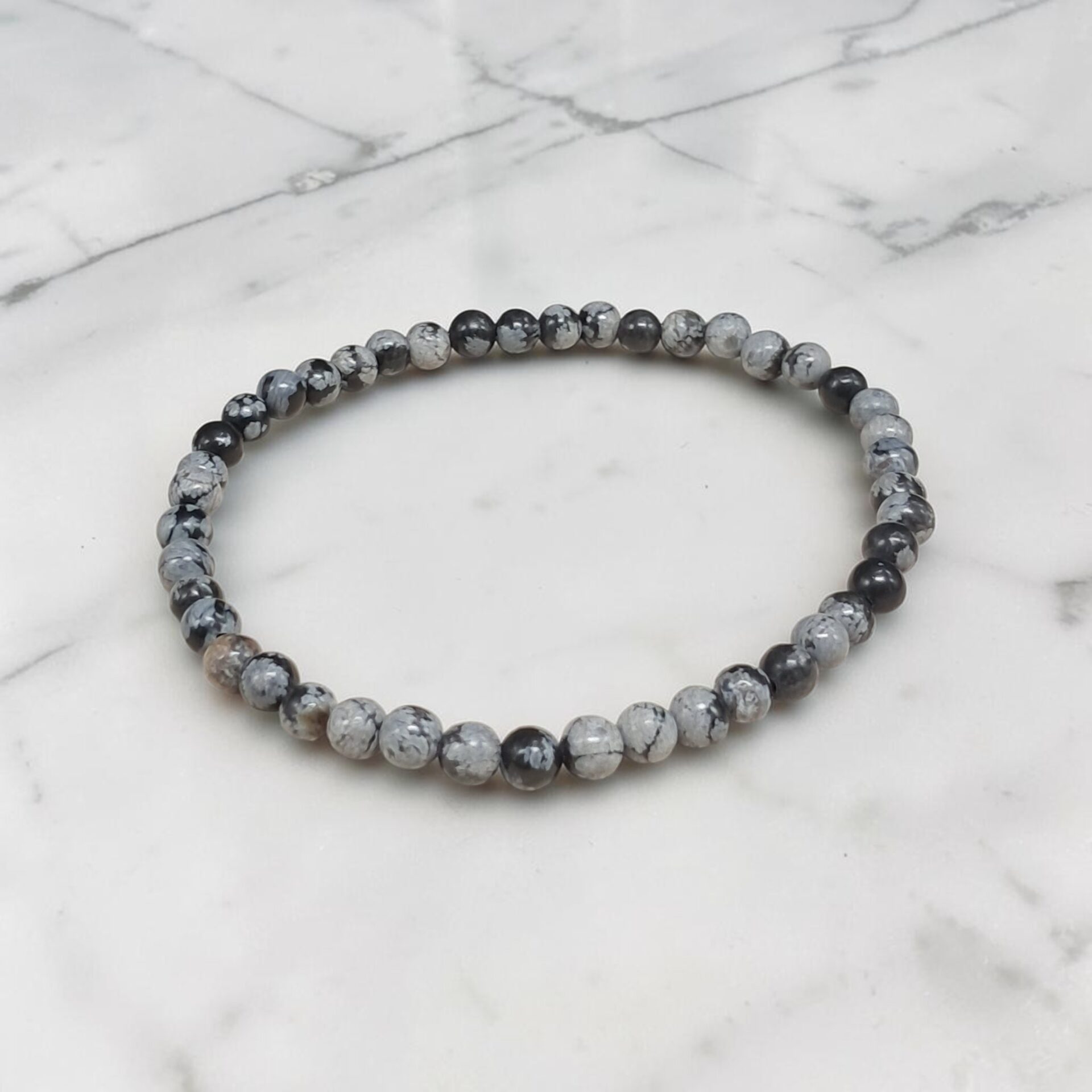 Bracelet Obsidienne neige 4mm