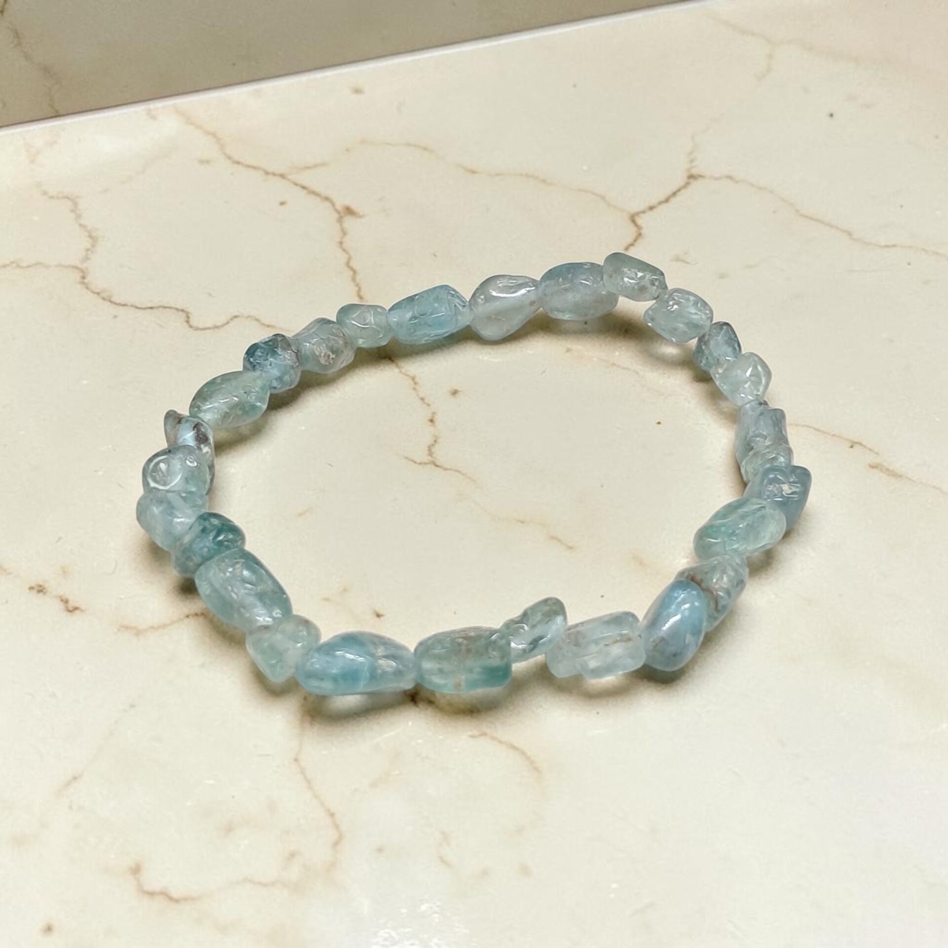 Bracelet pierres roulées Apatite Bleue
